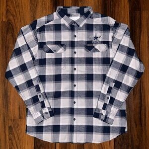 Dallas Cowboys Plaid Colombia Flannel Shirt Mens Large Button Up NFL Star Blue